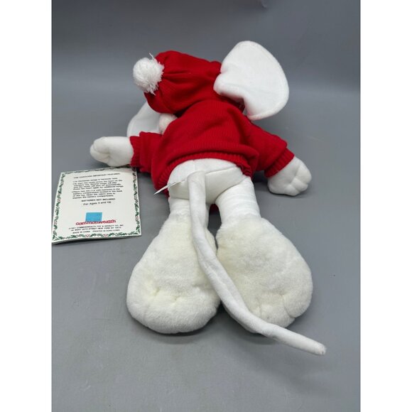 The Carolers 1991 Plush Mouse With Red Sweater & Hood Christmas Decor White READ - Picture 2 of 16